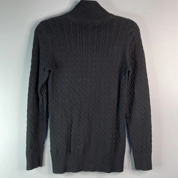 VINTAGE Polo Jeans Company Black Cable Knit Zip Sweater Long Sleeve Preppy M - Picture 7 of 10